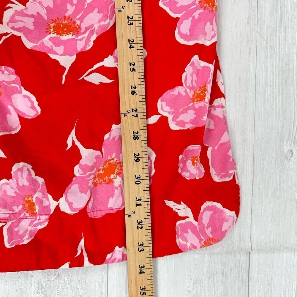 Old Navy Cutout Midi Shirt‎ Dress Women XL Red Floral Short Sleeve Button Collar - Picture 13 of 15